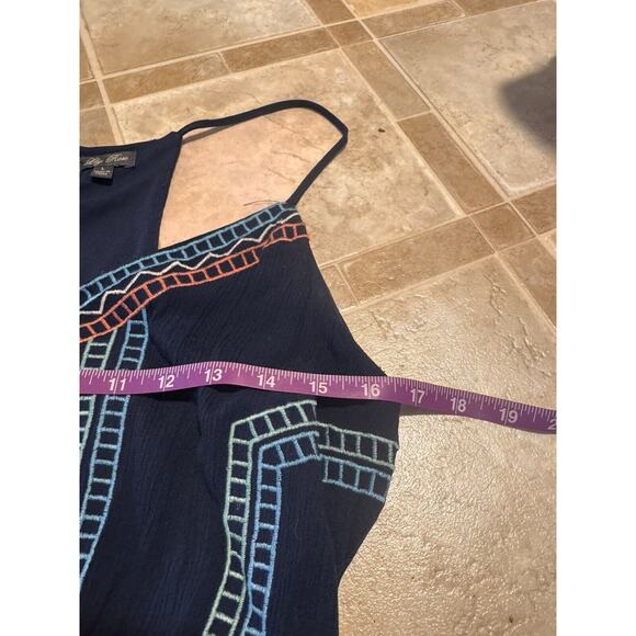 Lily Rose Maxi Dress Women's L Navy Blue Colorful Embroidered Halter Strappy - Picture 4 of 8